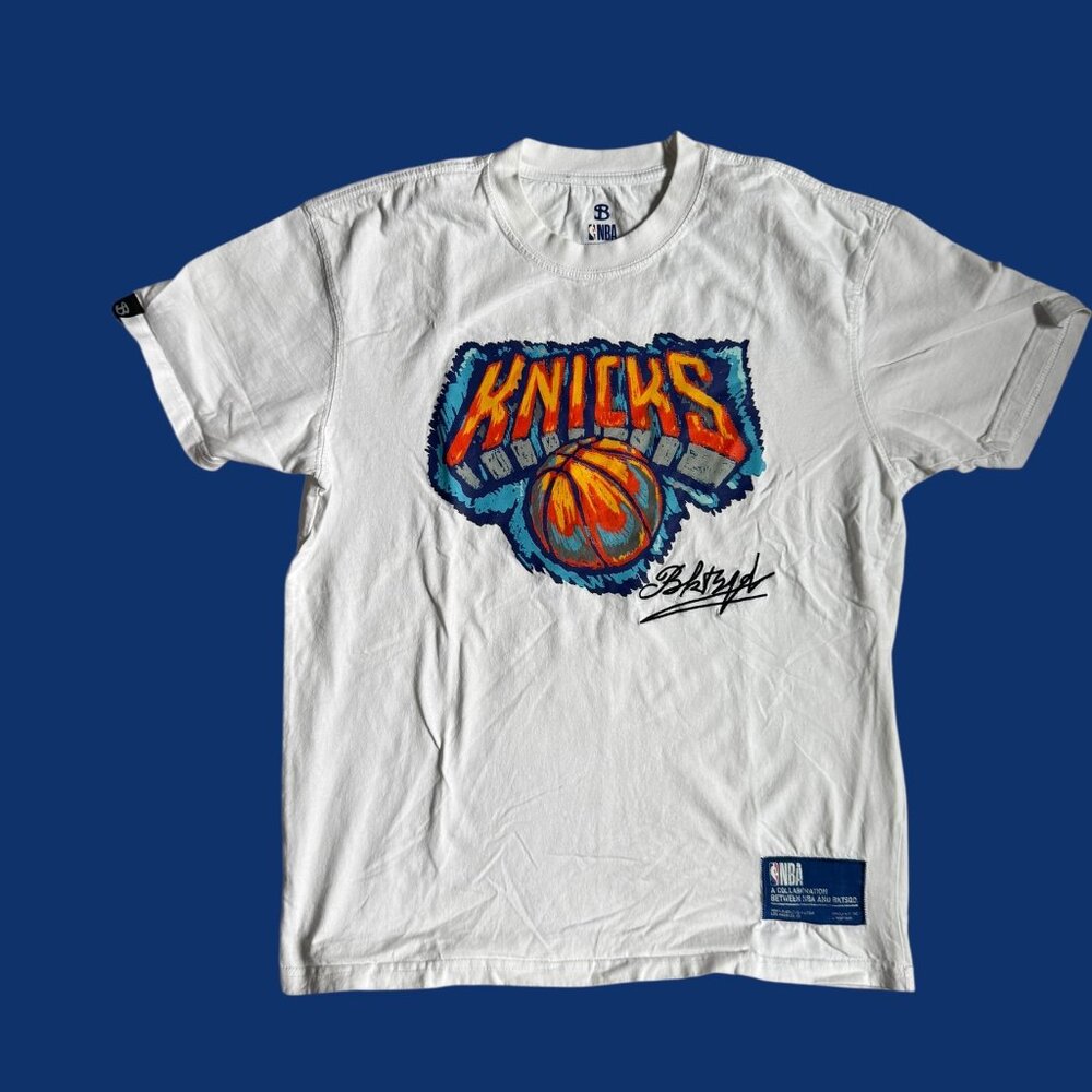 Bucketsquad BKTSQD Knicks Basketball NBA White Tshirt Mens Medium EUC